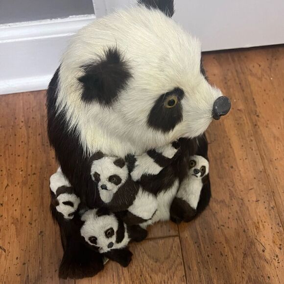 1970s Vintage real fur Mother Panda With 5 Cubs RARE - Picture 2 of 10